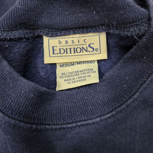 Basic Editions Women's Size Medium Christmas Granny Sweatshirt Crew Neck Navy - Picture 3 of 3